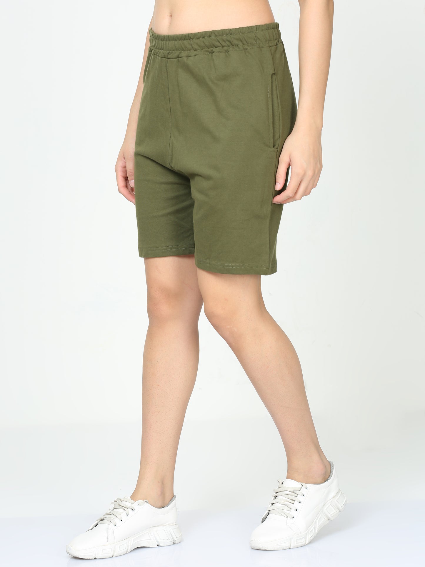 Olive Green Solid Premium Unisex Shorts