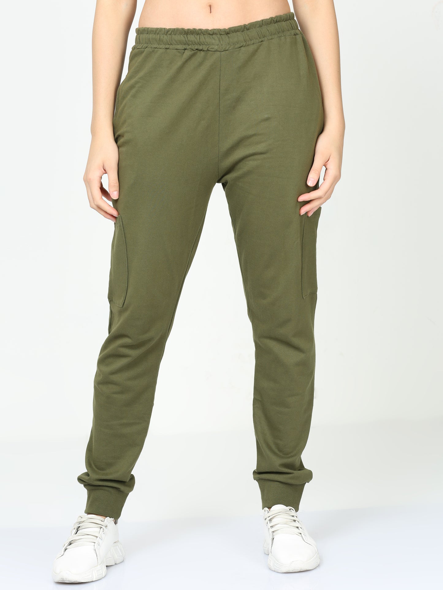 Olive Green Solid Premium Unisex Joggers