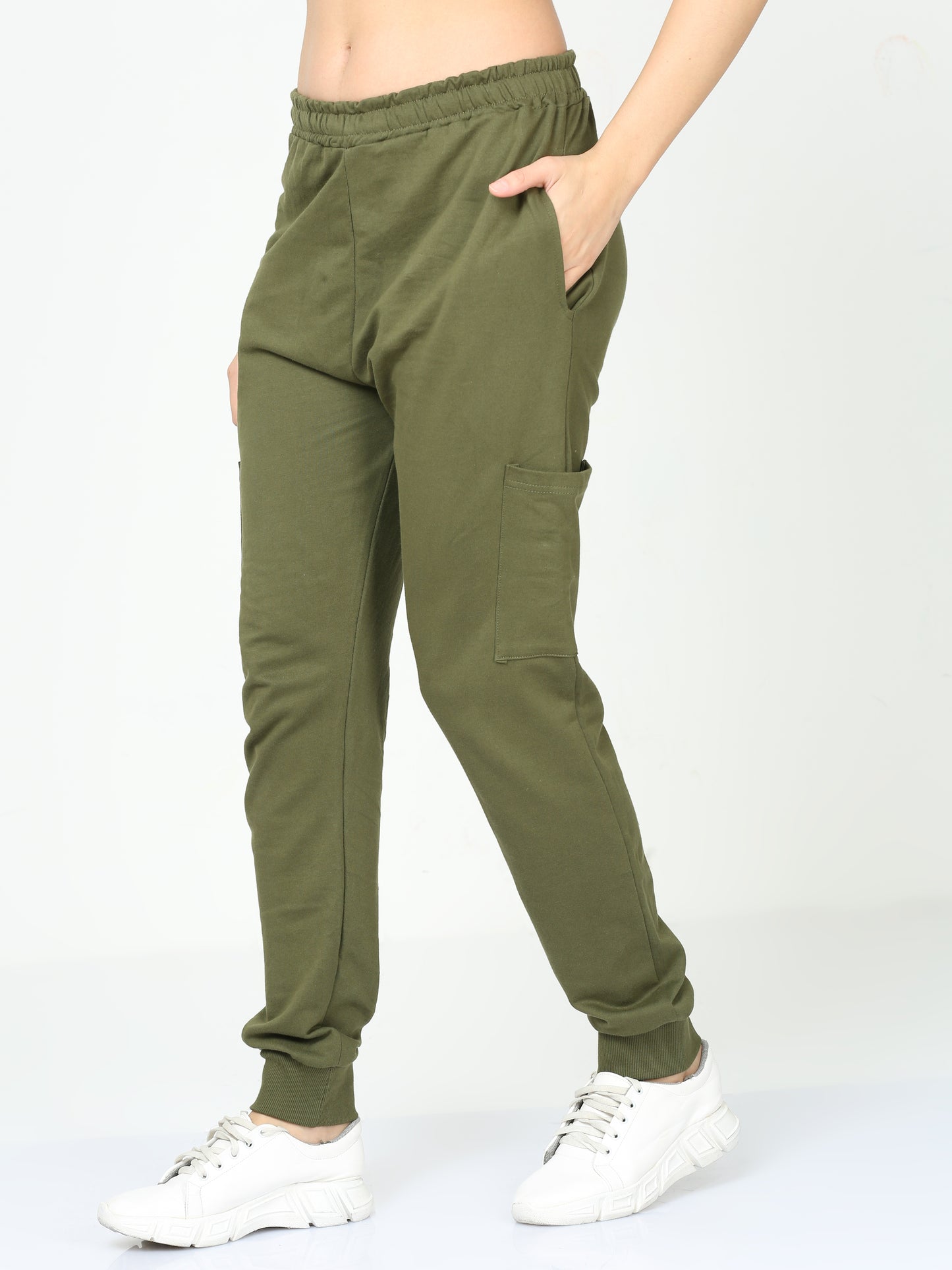 Olive Green Solid Premium Unisex Joggers