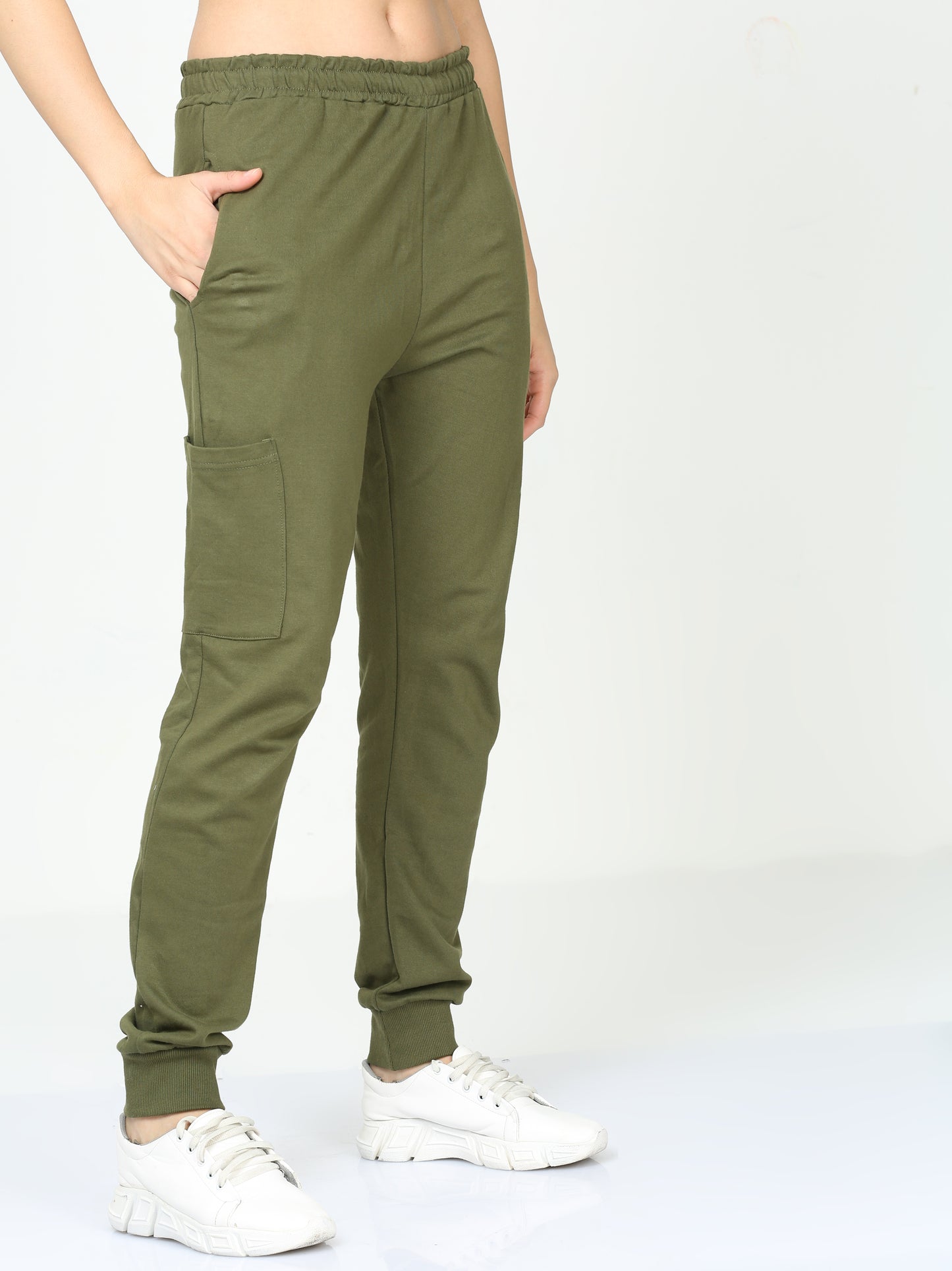Olive Green Solid Premium Unisex Joggers