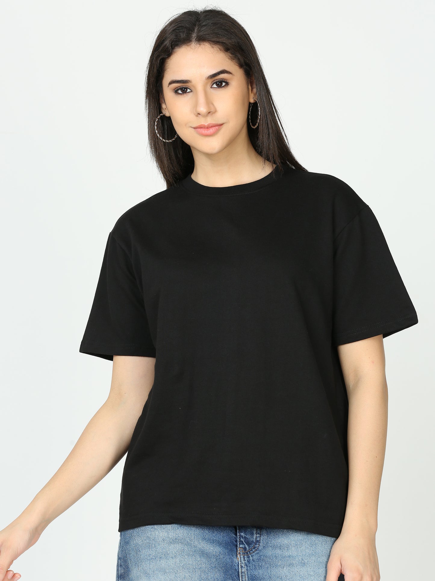 Black Solid Premium Oversized Unisex T-Shirt