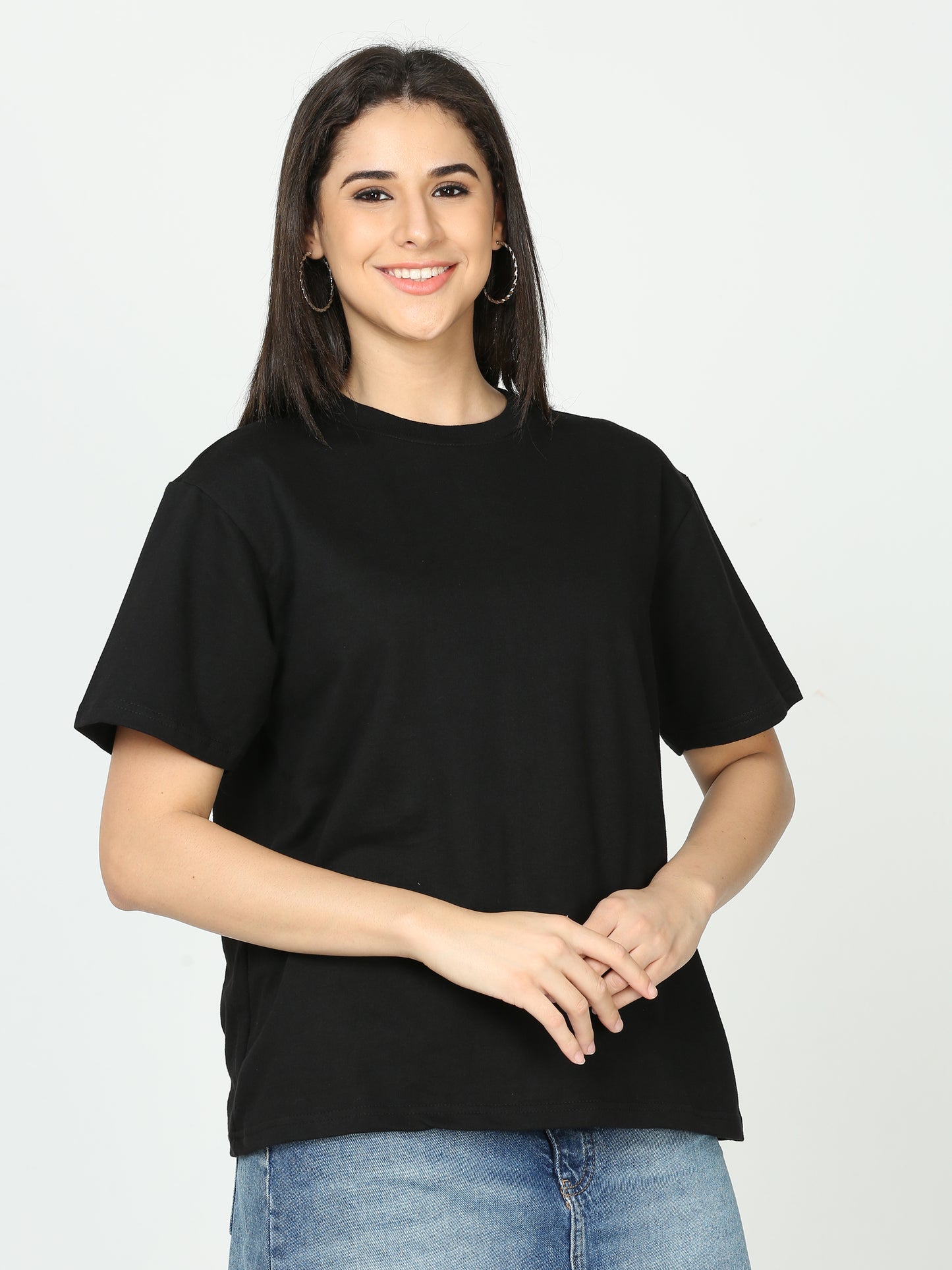 Black Solid Premium Oversized Unisex T-Shirt