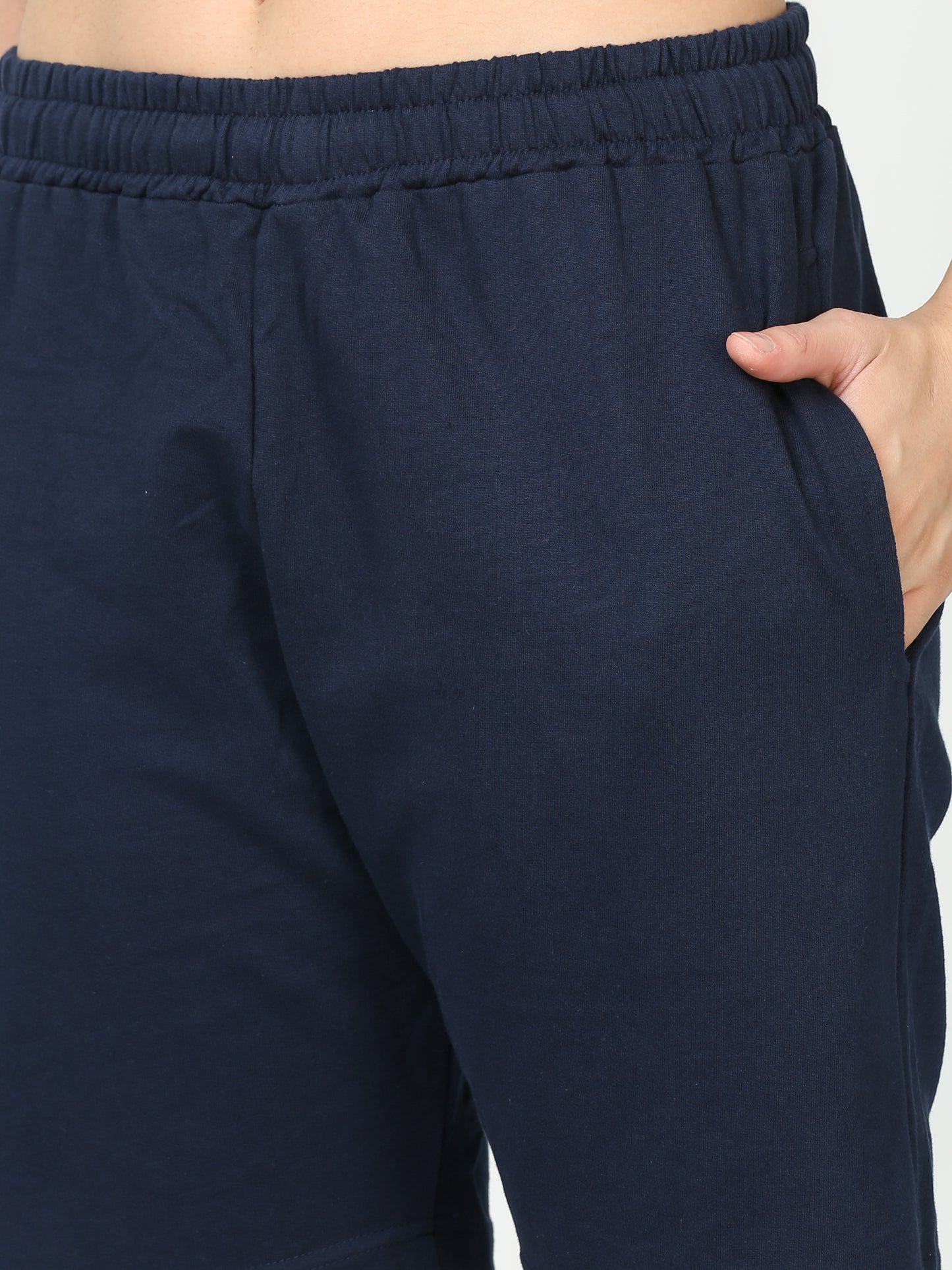 Navy Blue Solid Premium Unisex Shorts