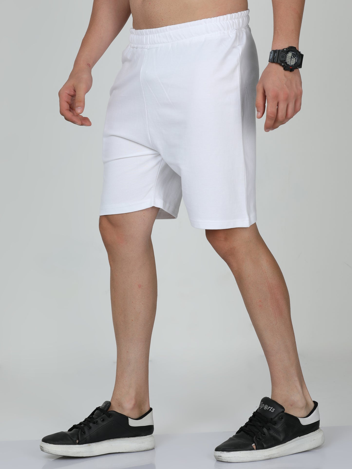 White Solid Premium Unisex Shorts