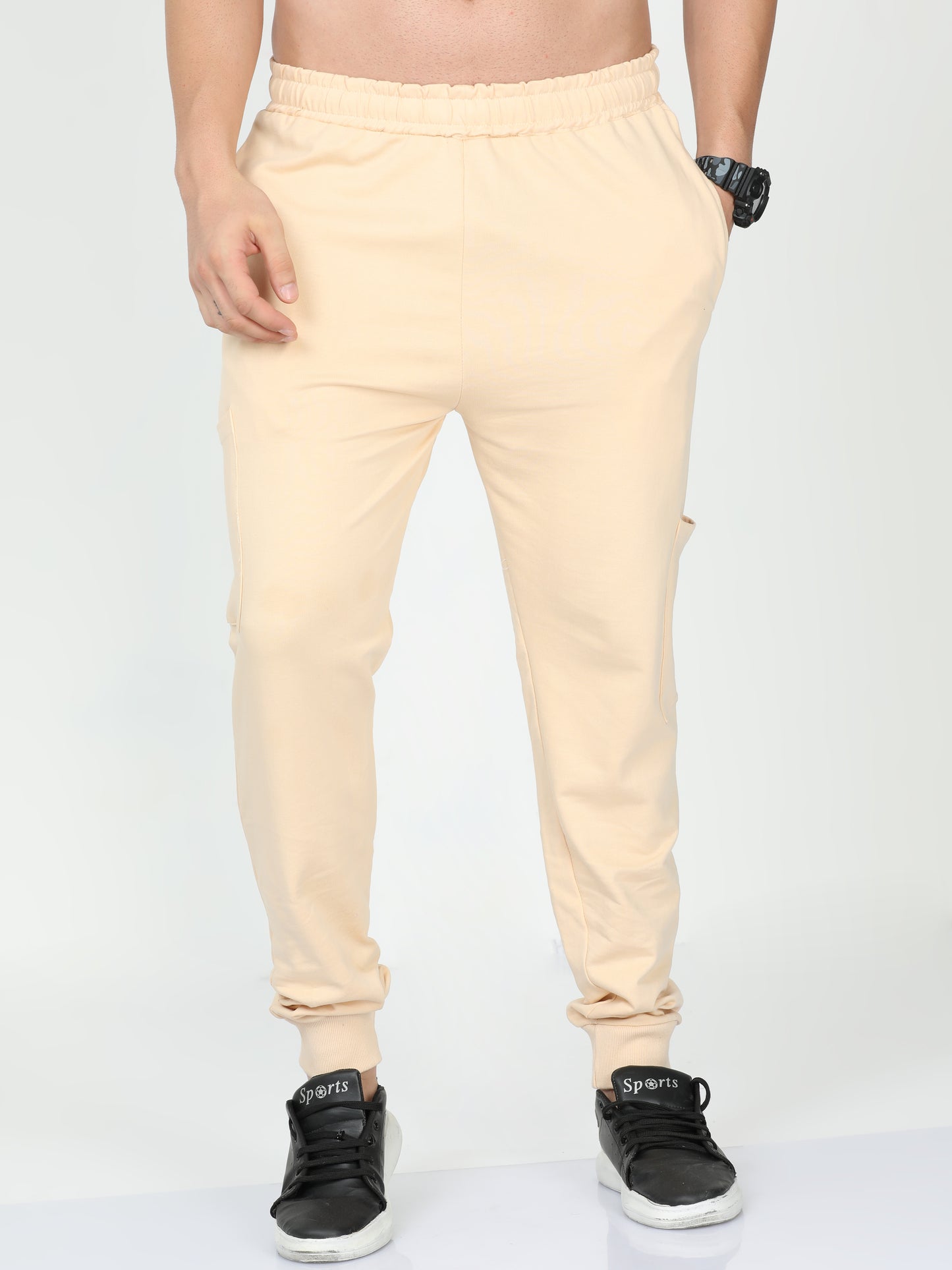Beige Solid Premium Unisex Joggers