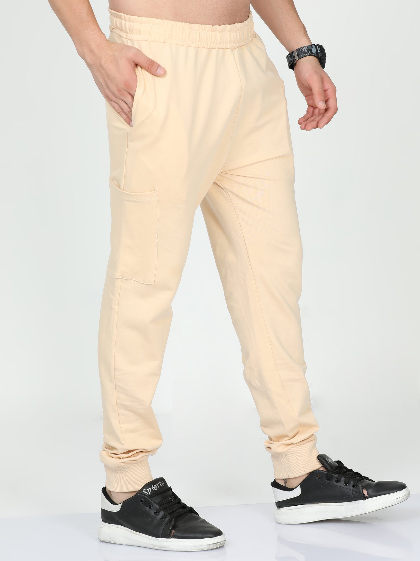 Beige Solid Premium Unisex Joggers