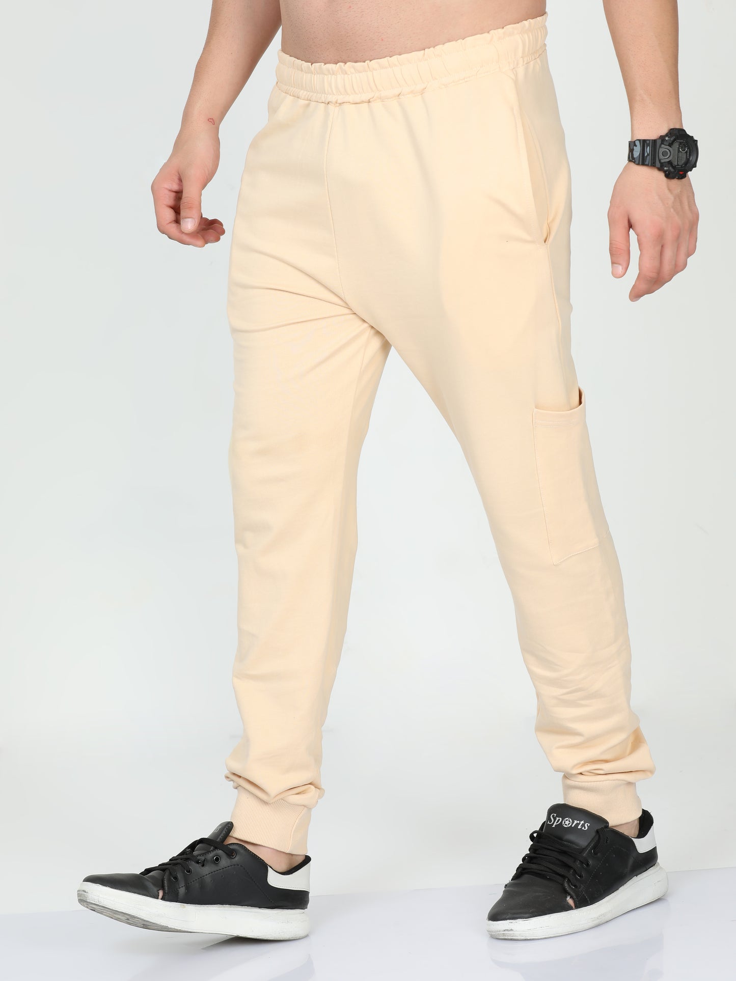 Beige Solid Premium Unisex Joggers