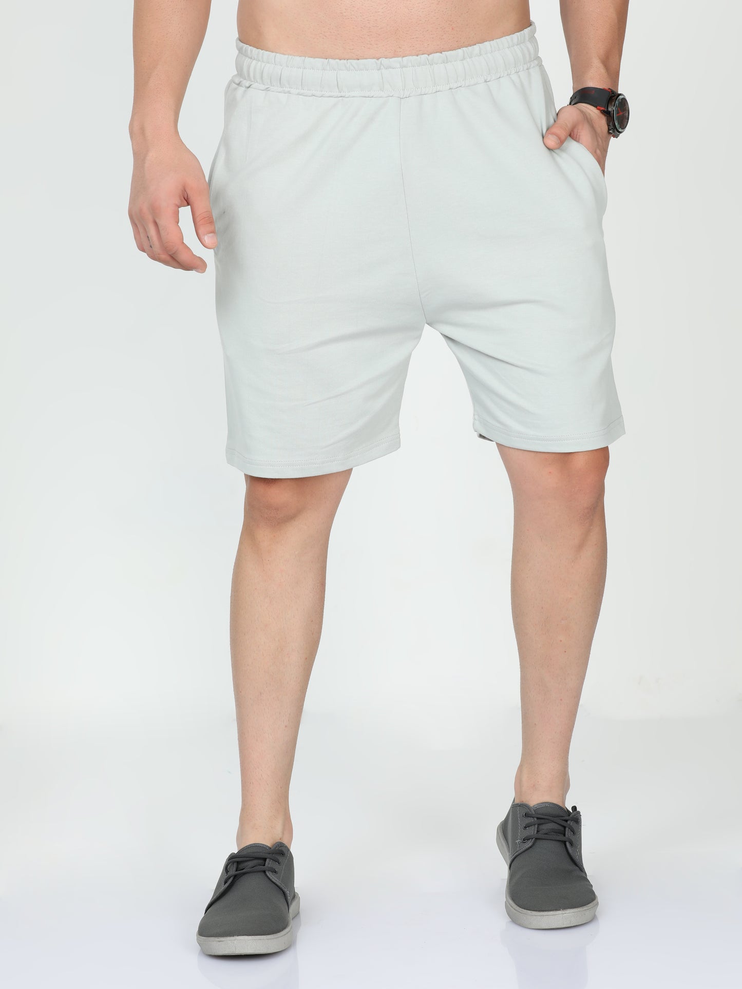Storm Grey Solid Premium Unisex Shorts