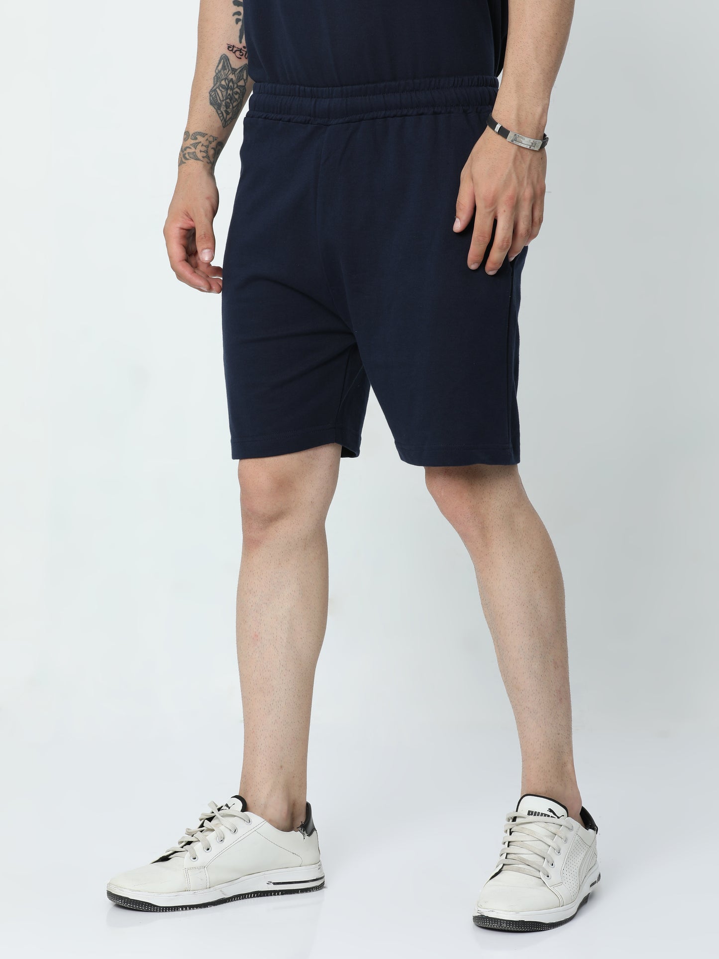 Navy Blue Solid Premium Unisex Shorts