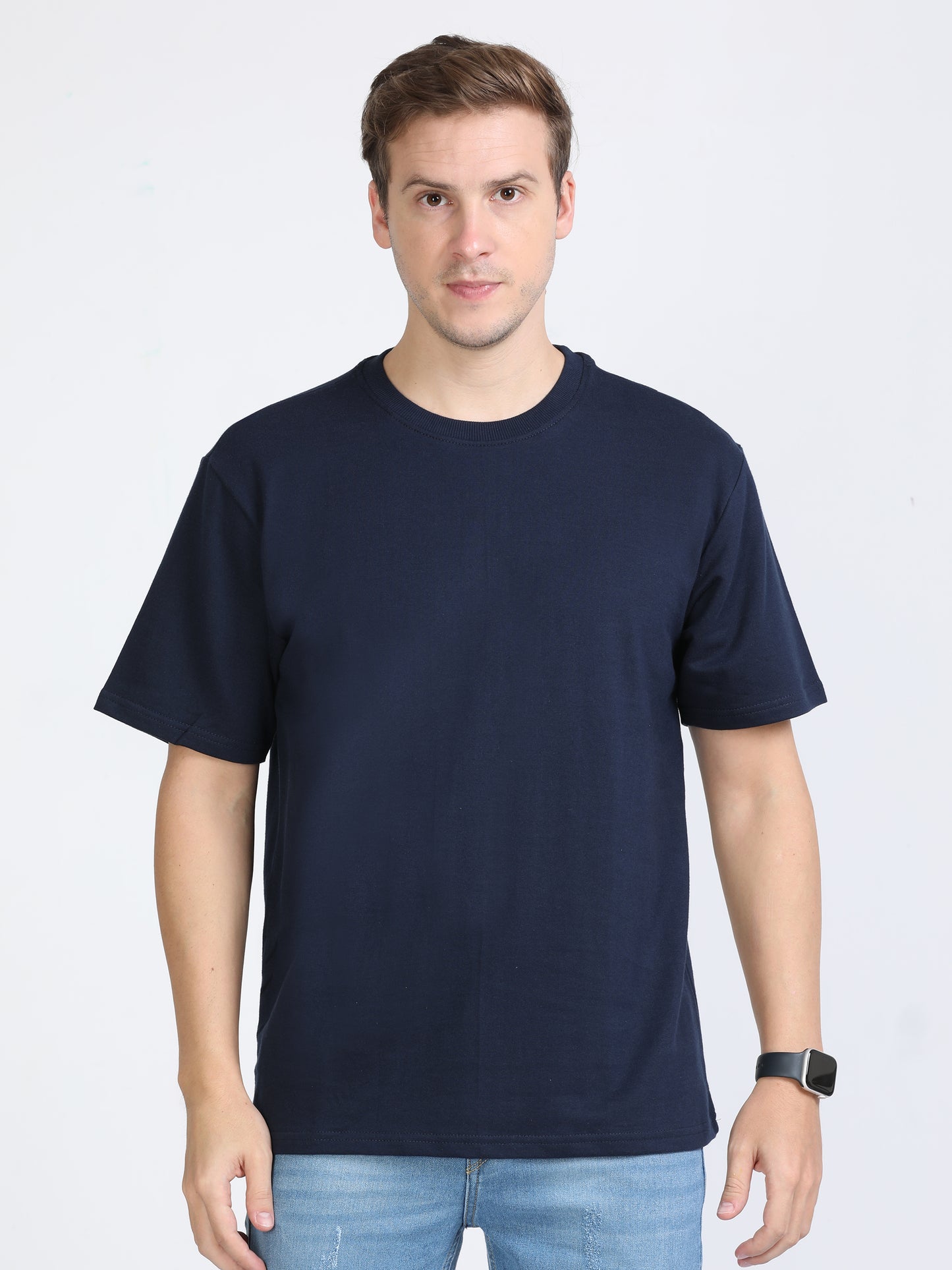 Navy Blue Solid Premium Oversized Unisex T-Shirt