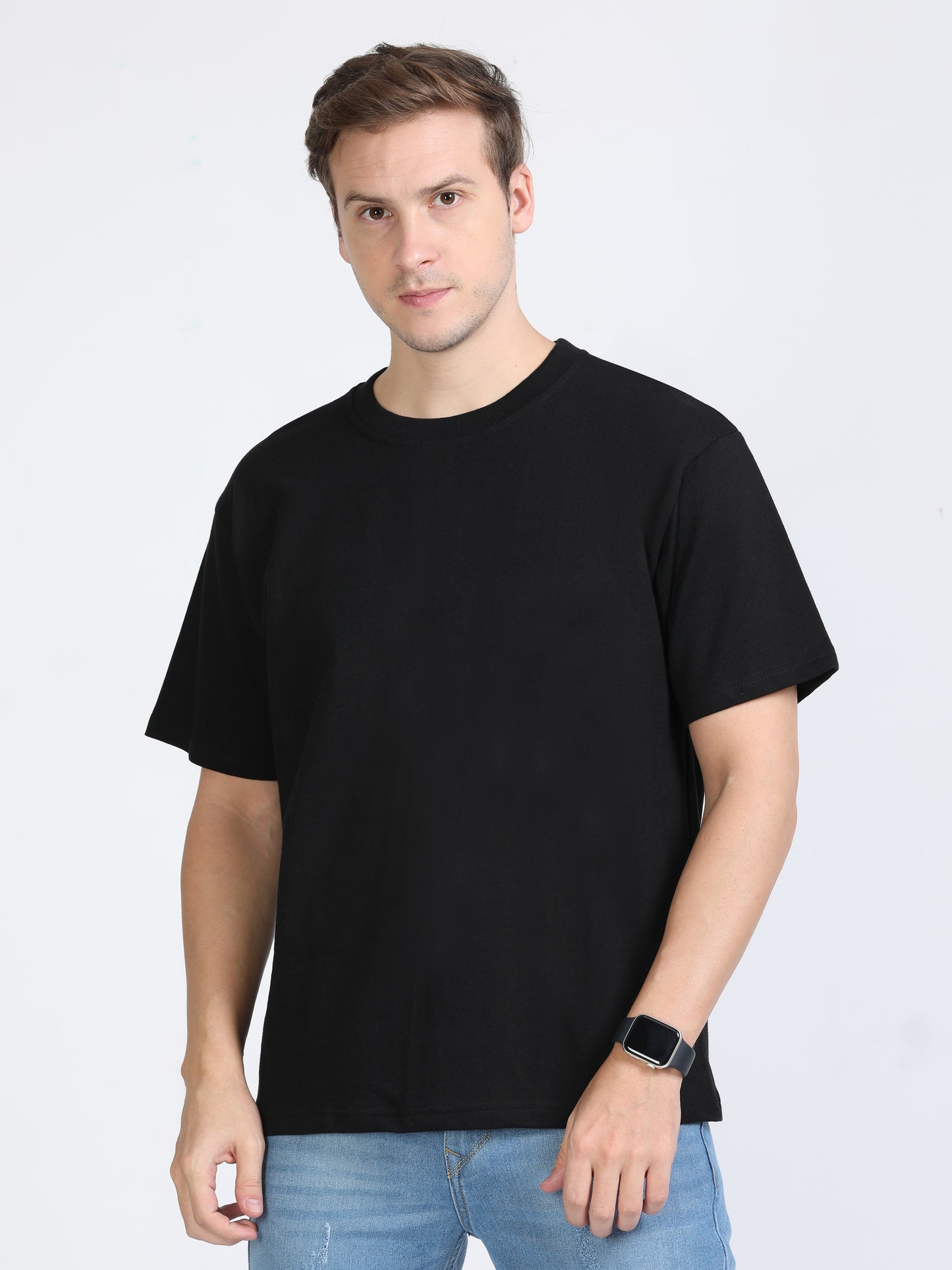 Black Solid Premium Oversized Unisex T-Shirt