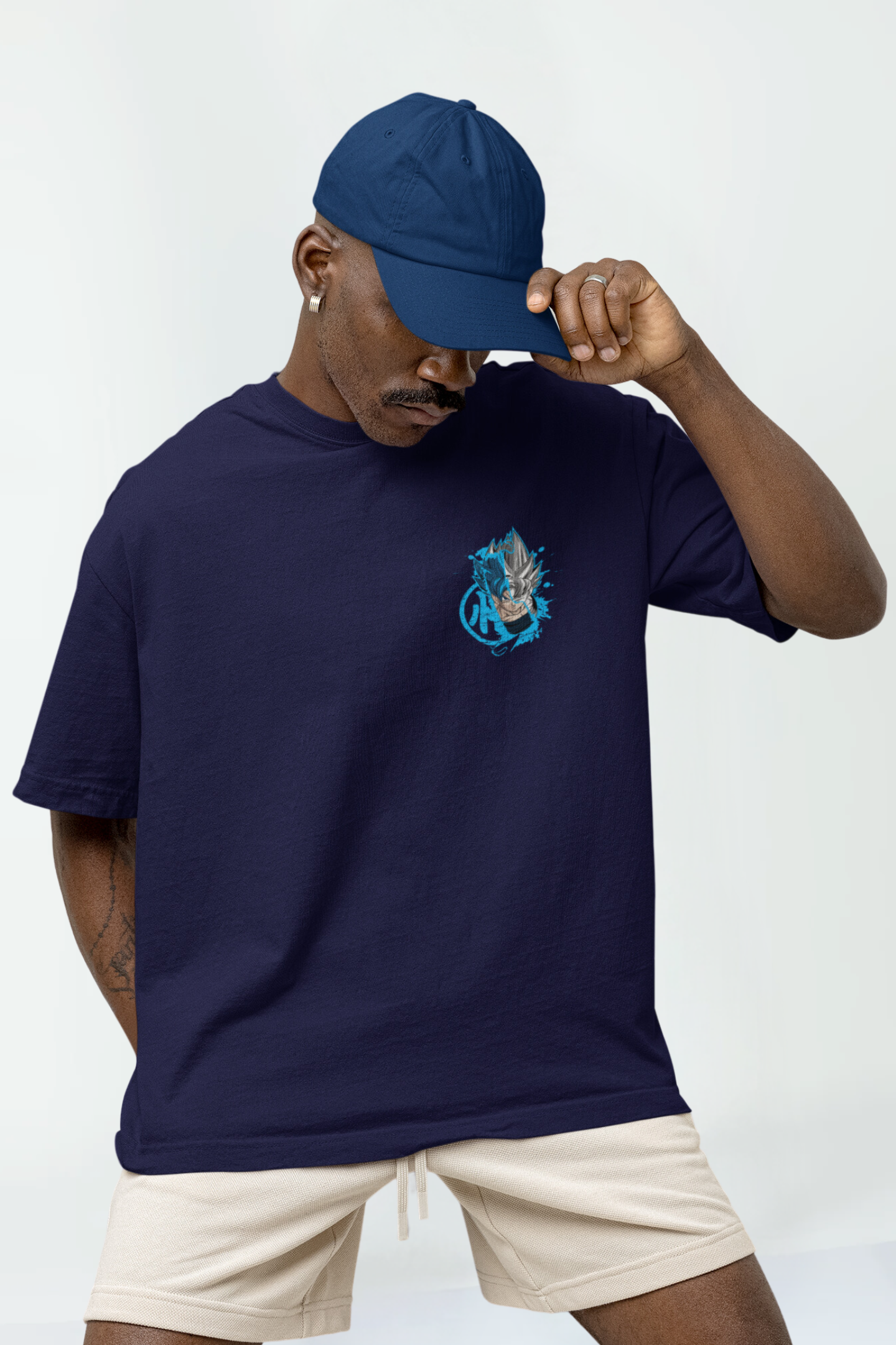 Navy Blue Anime Unisex Oversized T-Shirt