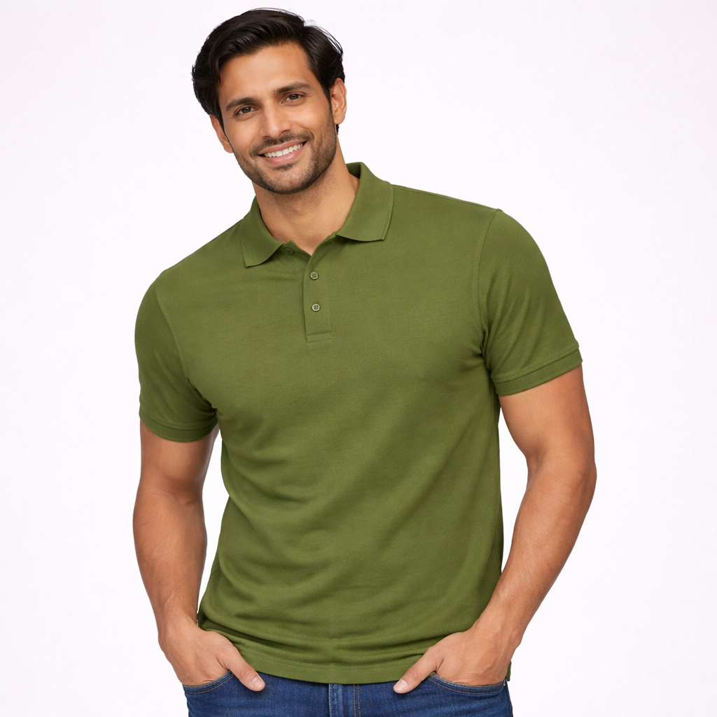 Olive Green Polo Neck T-Shirt