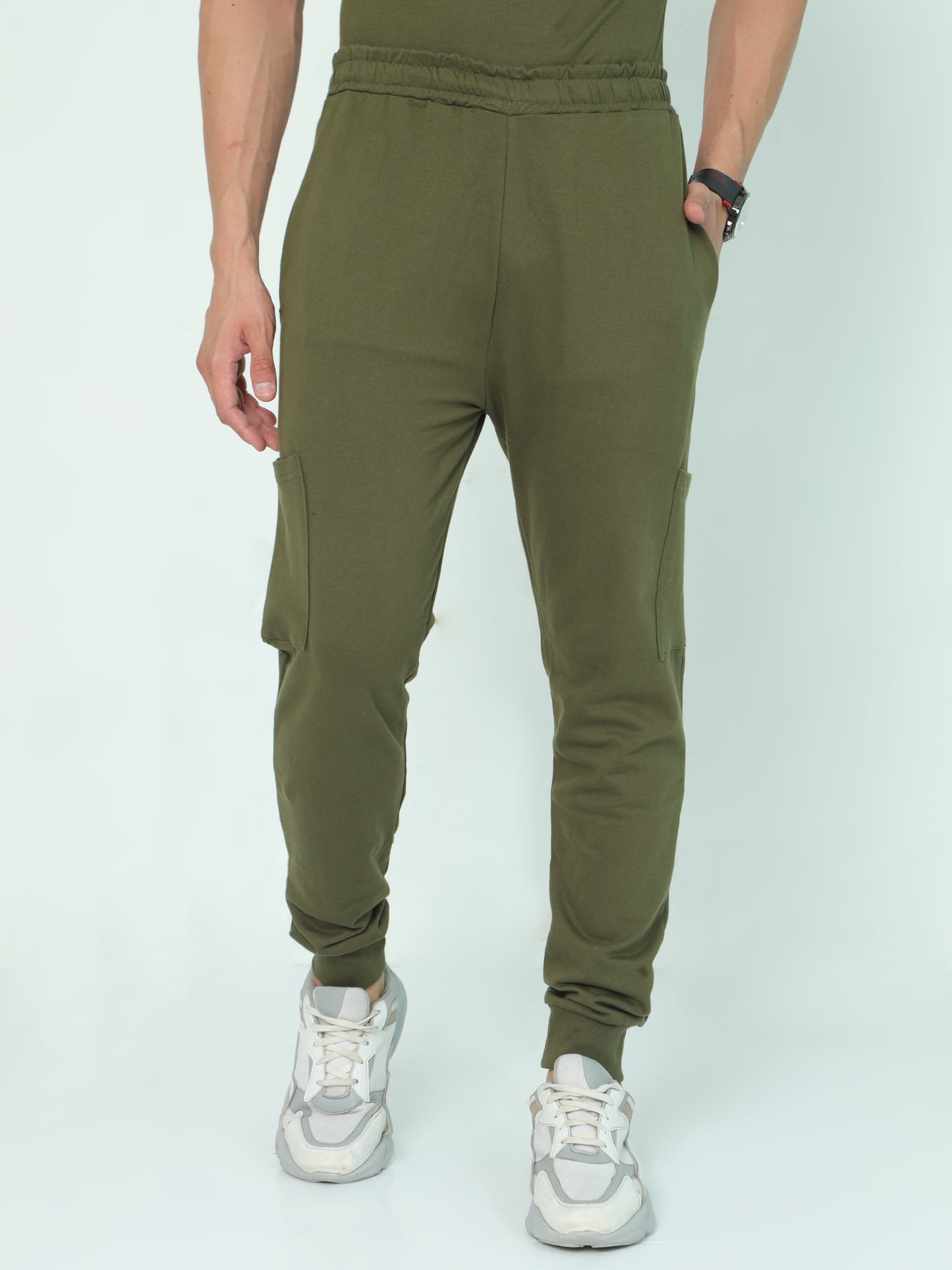 Olive Green Solid Premium Unisex Joggers
