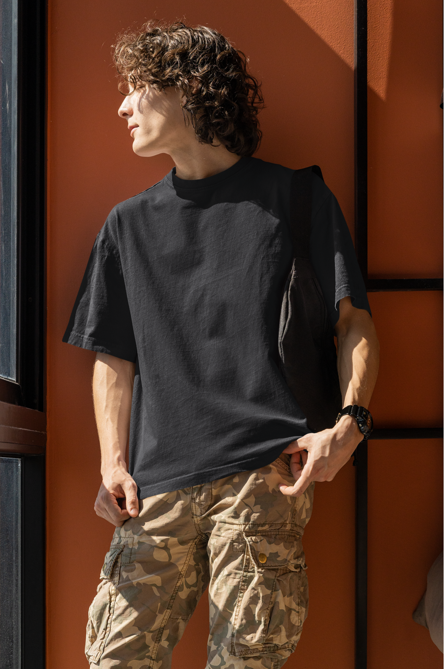 Dark Grey Solid Oversized Unisex T-Shirt