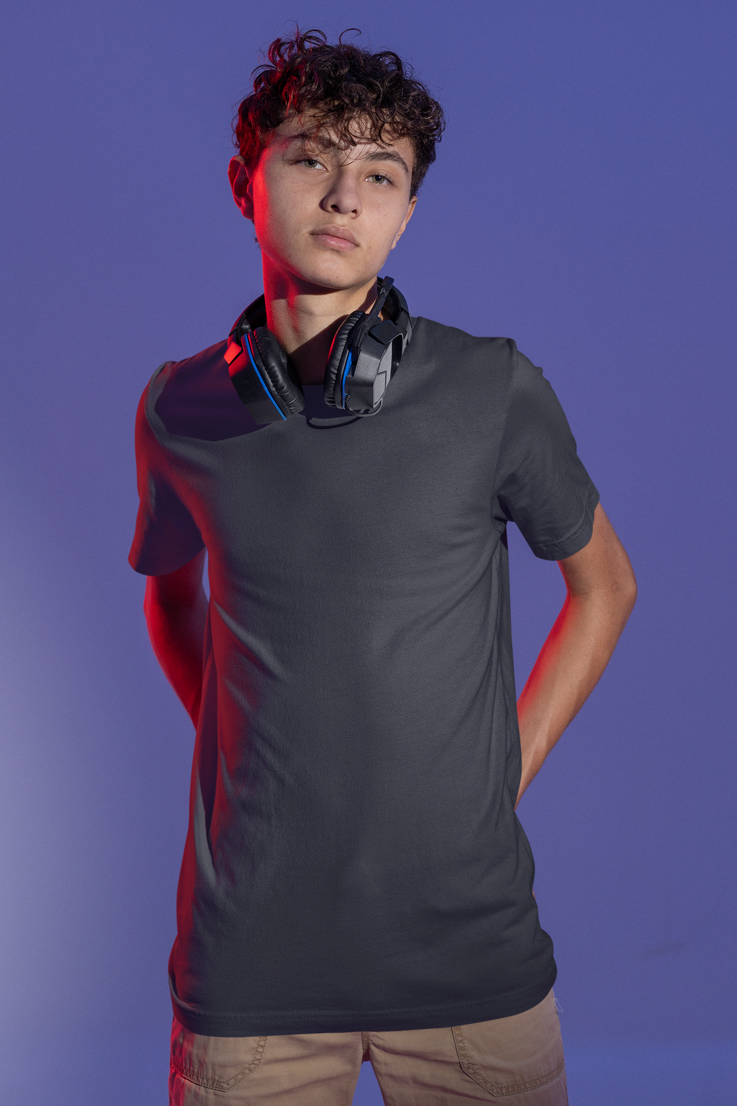 Dark Grey Solid Regular Unisex T-Shirt