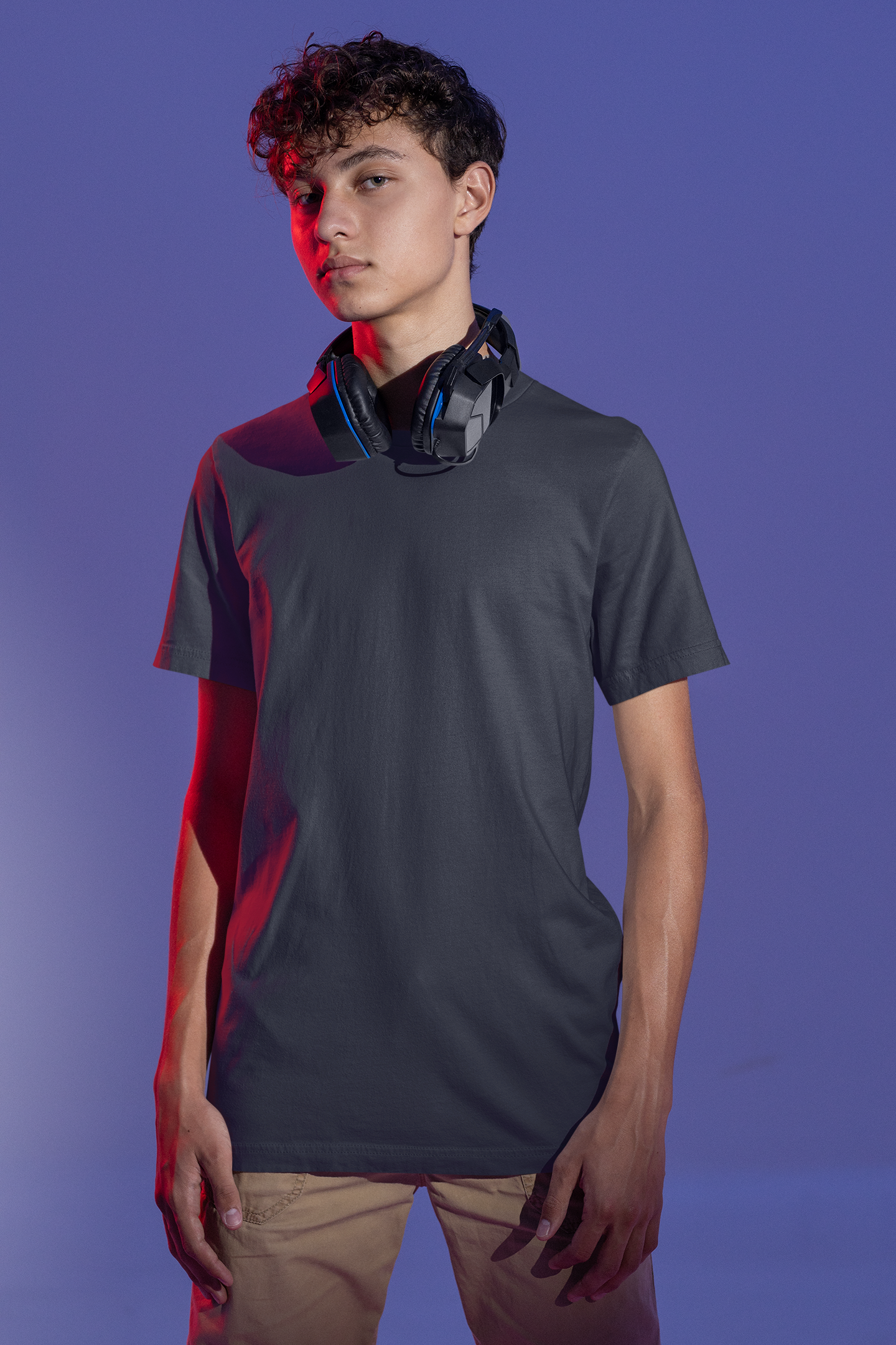 Dark Grey Solid Regular Unisex T-Shirt