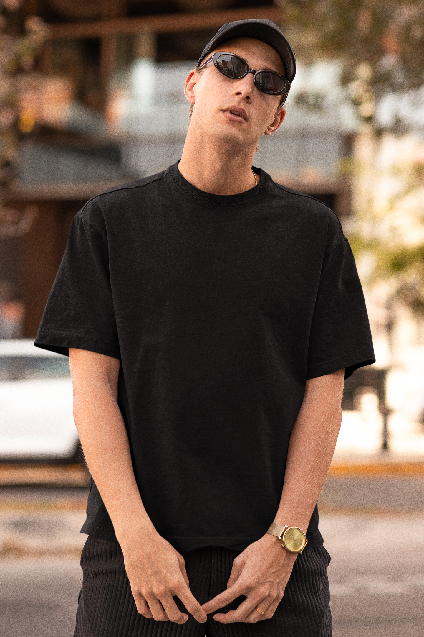Black Solid Oversized Unisex T-Shirt