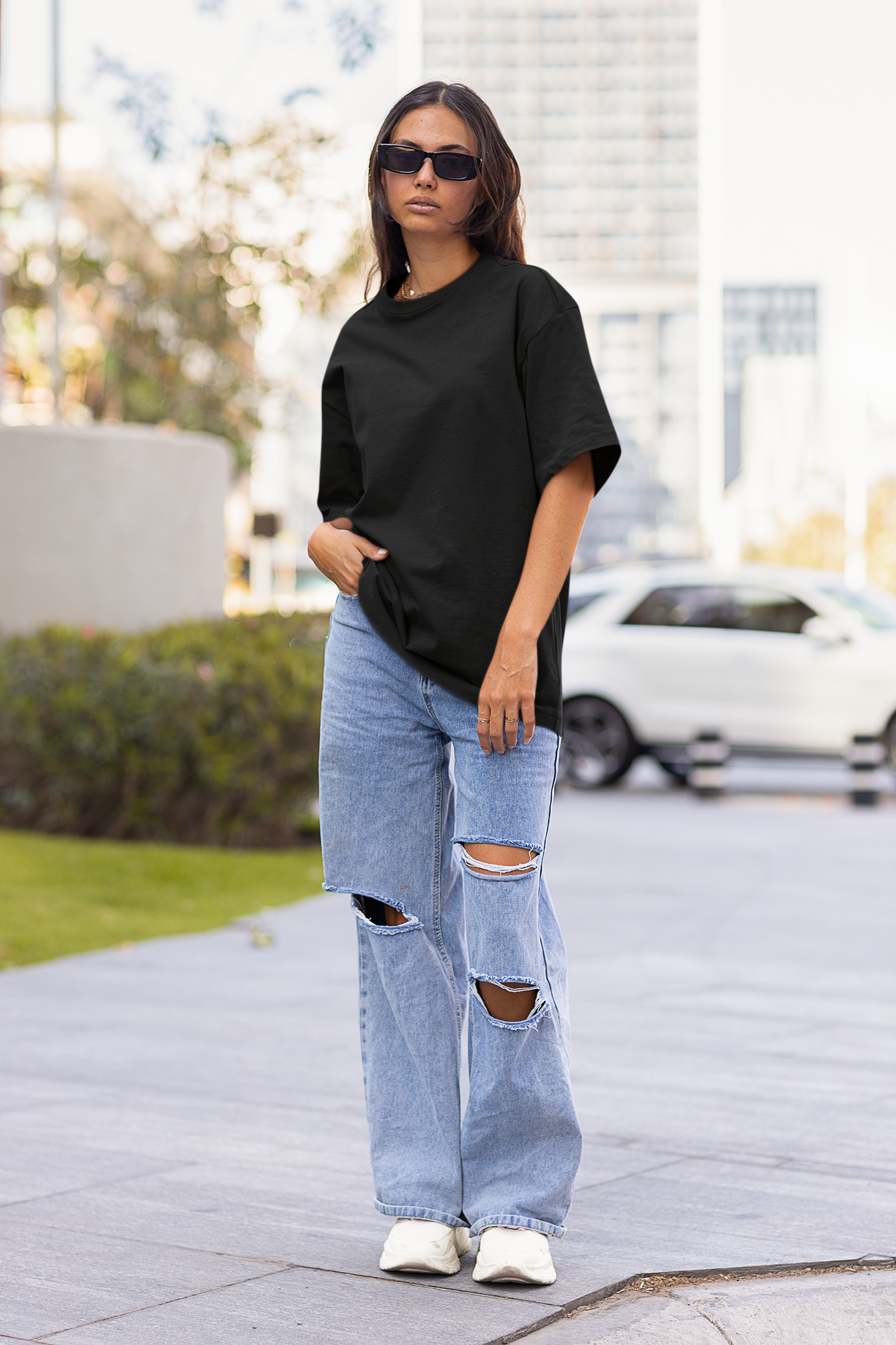 Black Solid Oversized Unisex T-Shirt