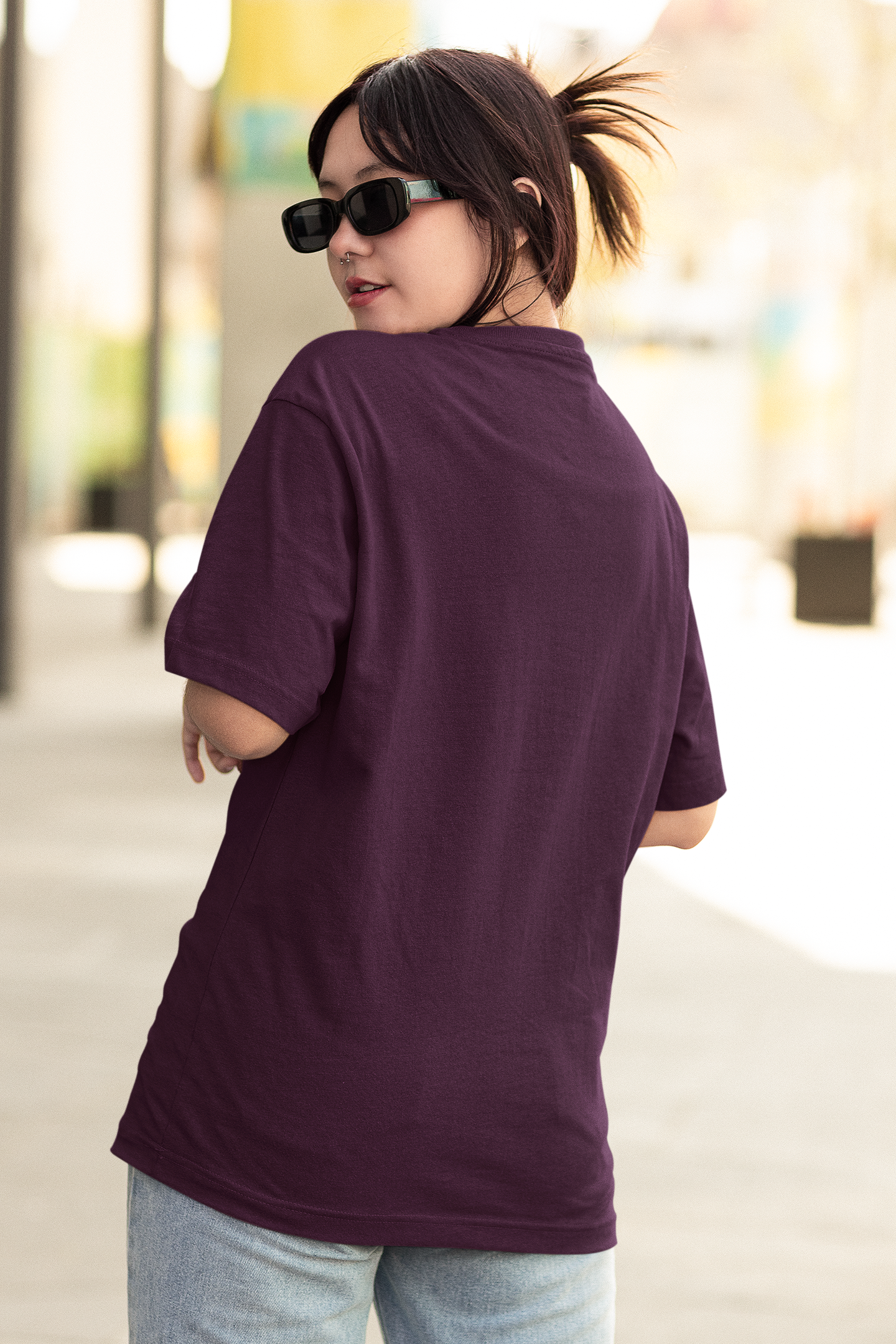 Wine Solid Unisex Oversized T-Shirt