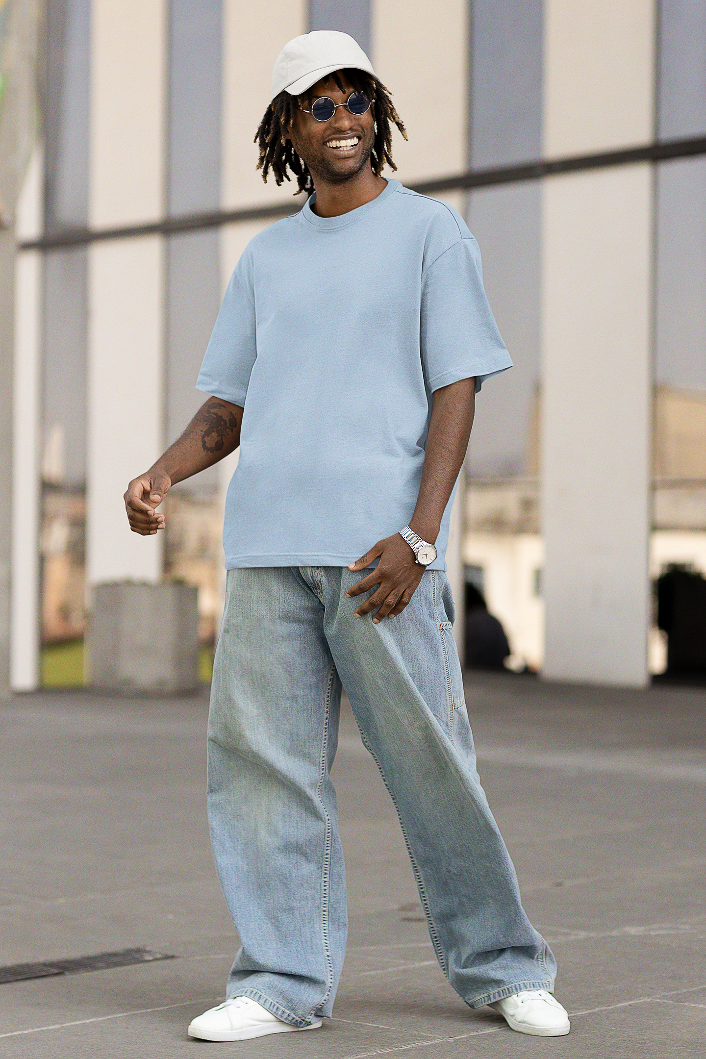 Powder Blue Solid Oversized Unisex T-Shirt