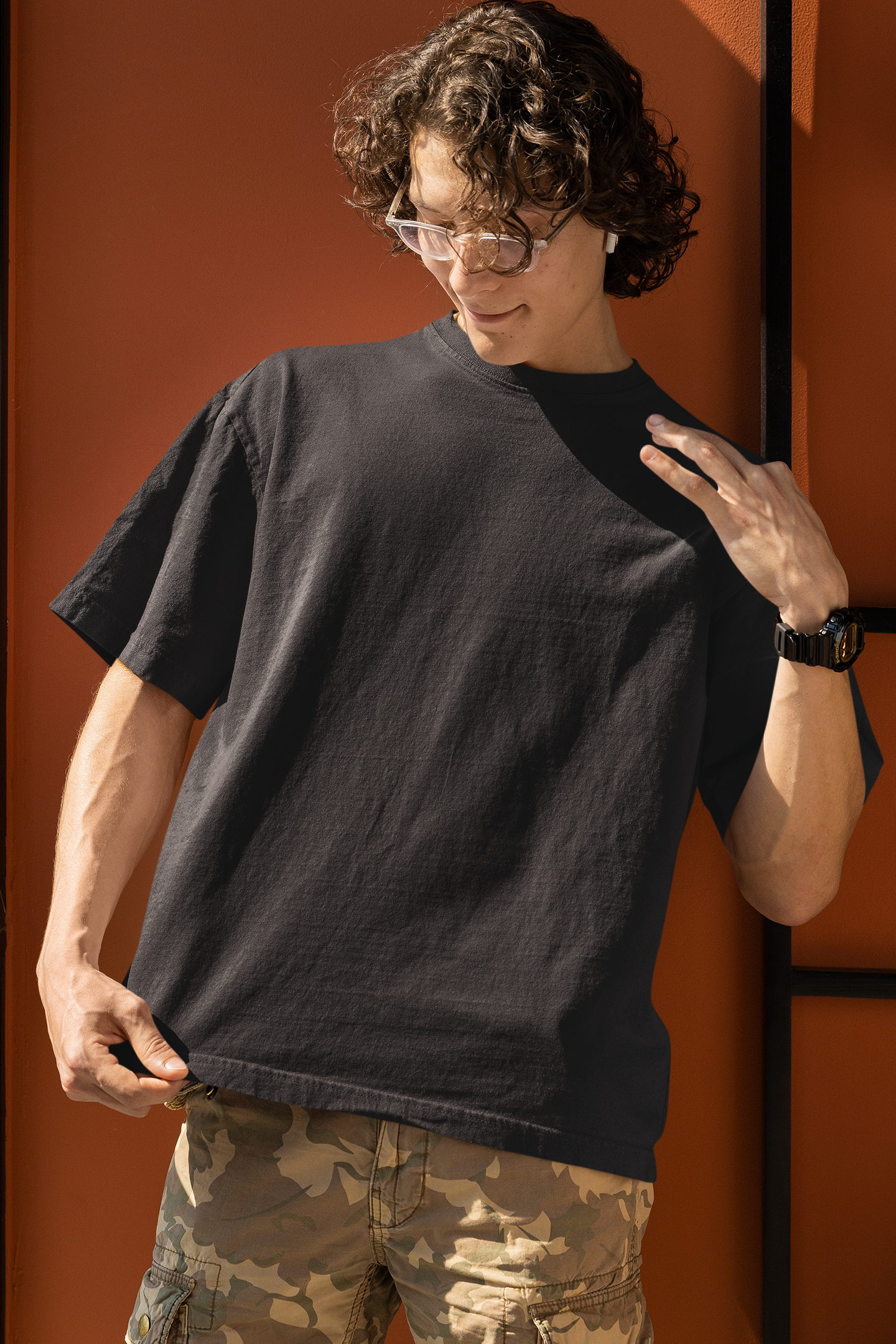 Dark Grey Solid Oversized Unisex T-Shirt
