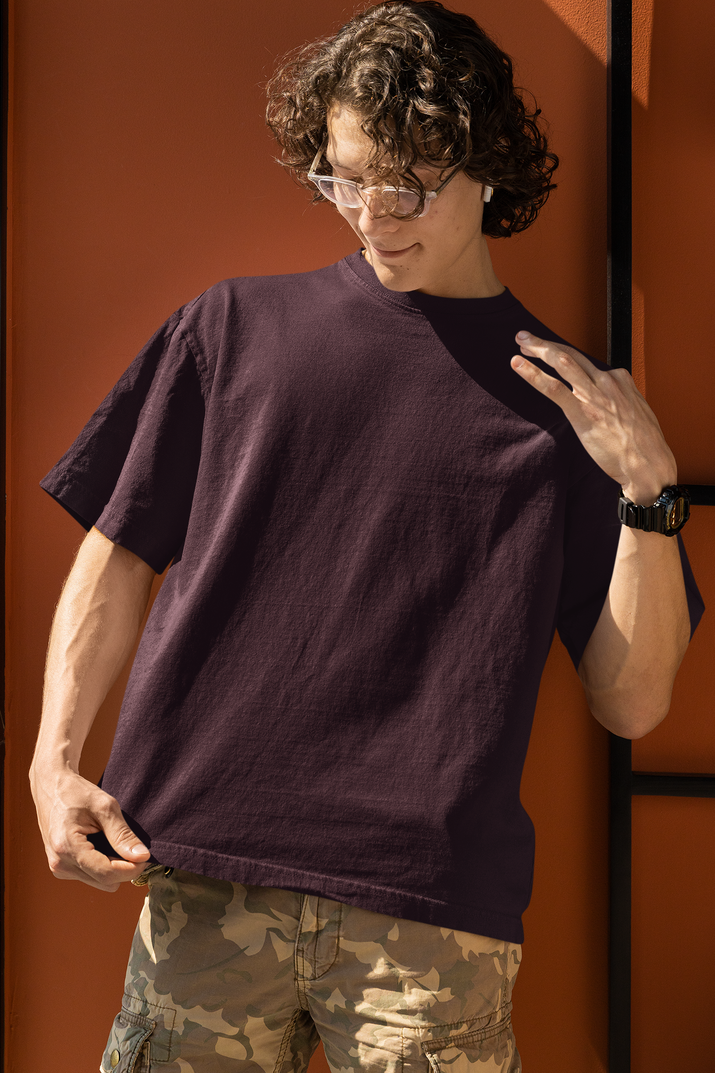 Wine Solid Unisex Oversized T-Shirt