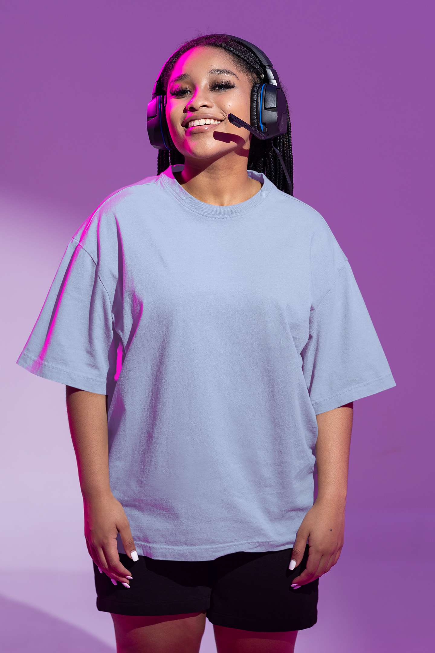 Powder Blue Solid Oversized Unisex T-Shirt