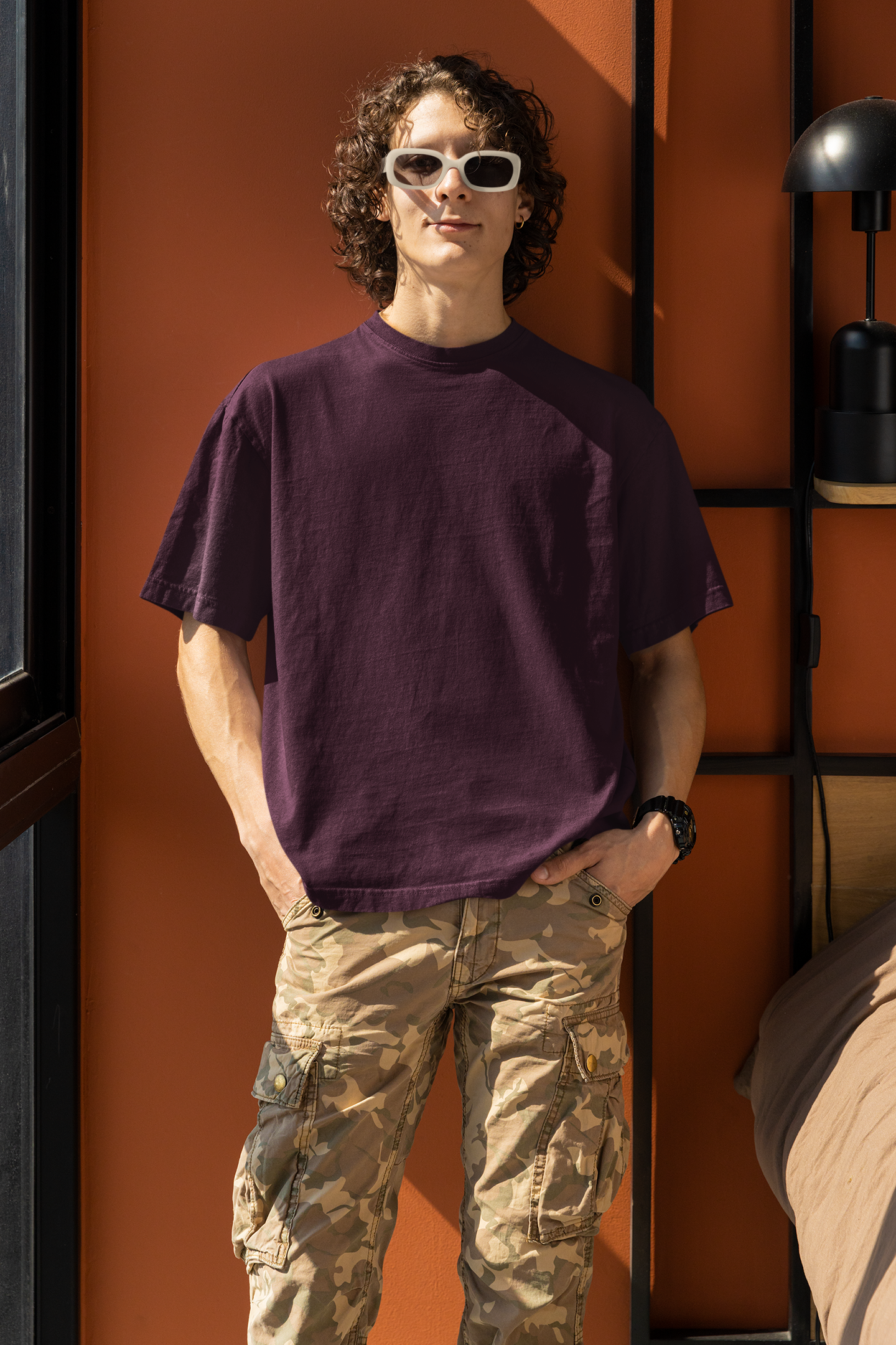 Wine Solid Unisex Oversized T-Shirt