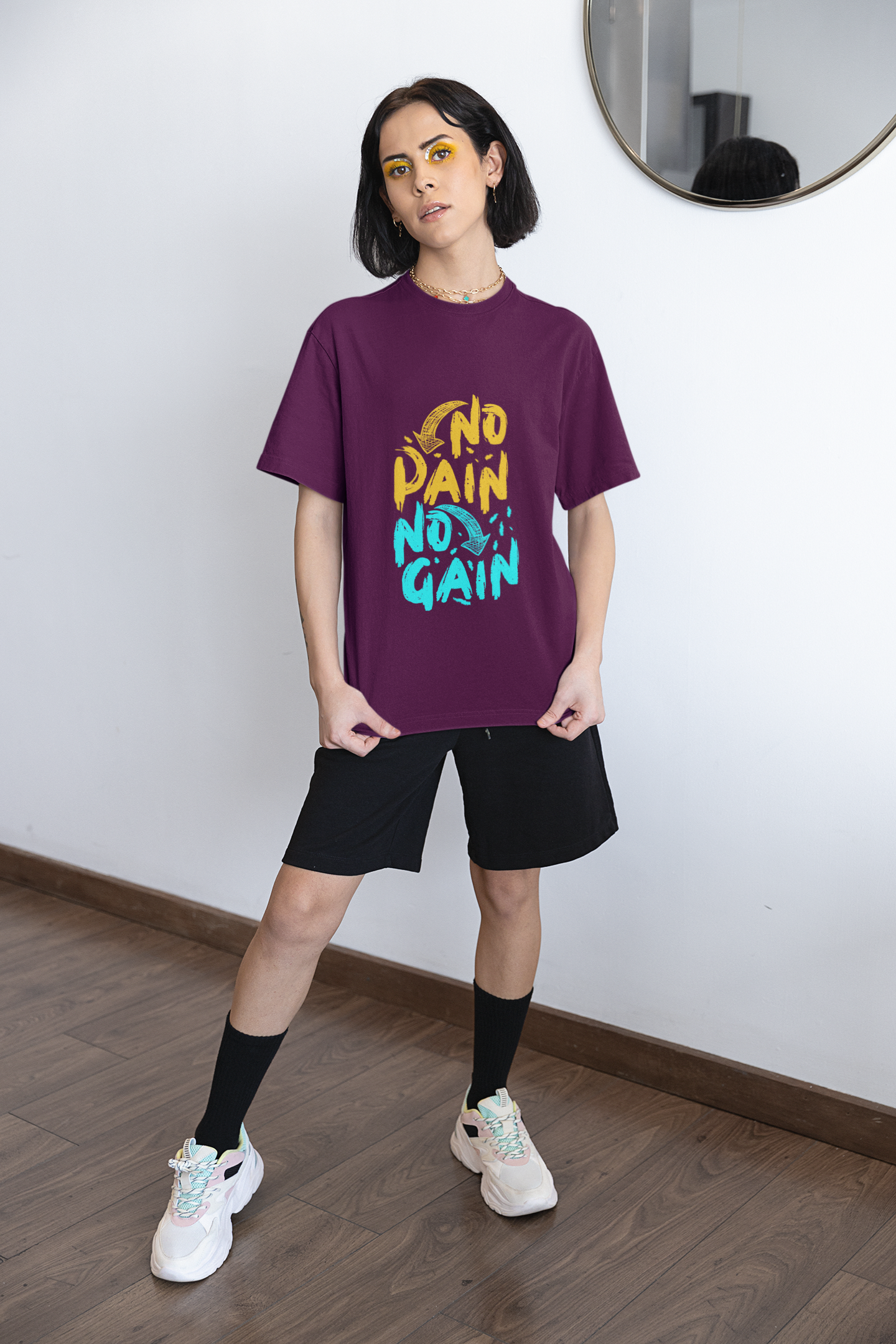 Wine No Pain No Gain Unisex Oversized T-shirt