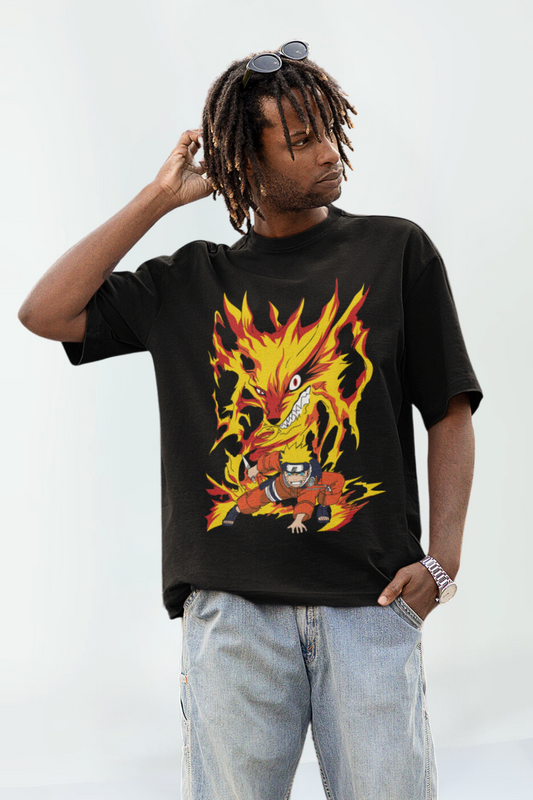 Black Naruto Anime Unisex Oversized T-Shirt