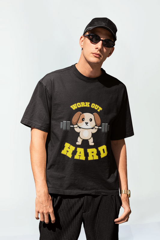 Black Gym Dog Oversized Unisex T-Shirt