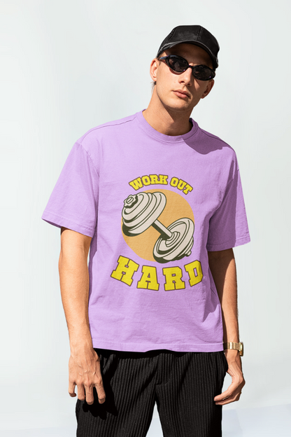 Lavender Workout Hard Gym Oversized Unisex T-Shirt