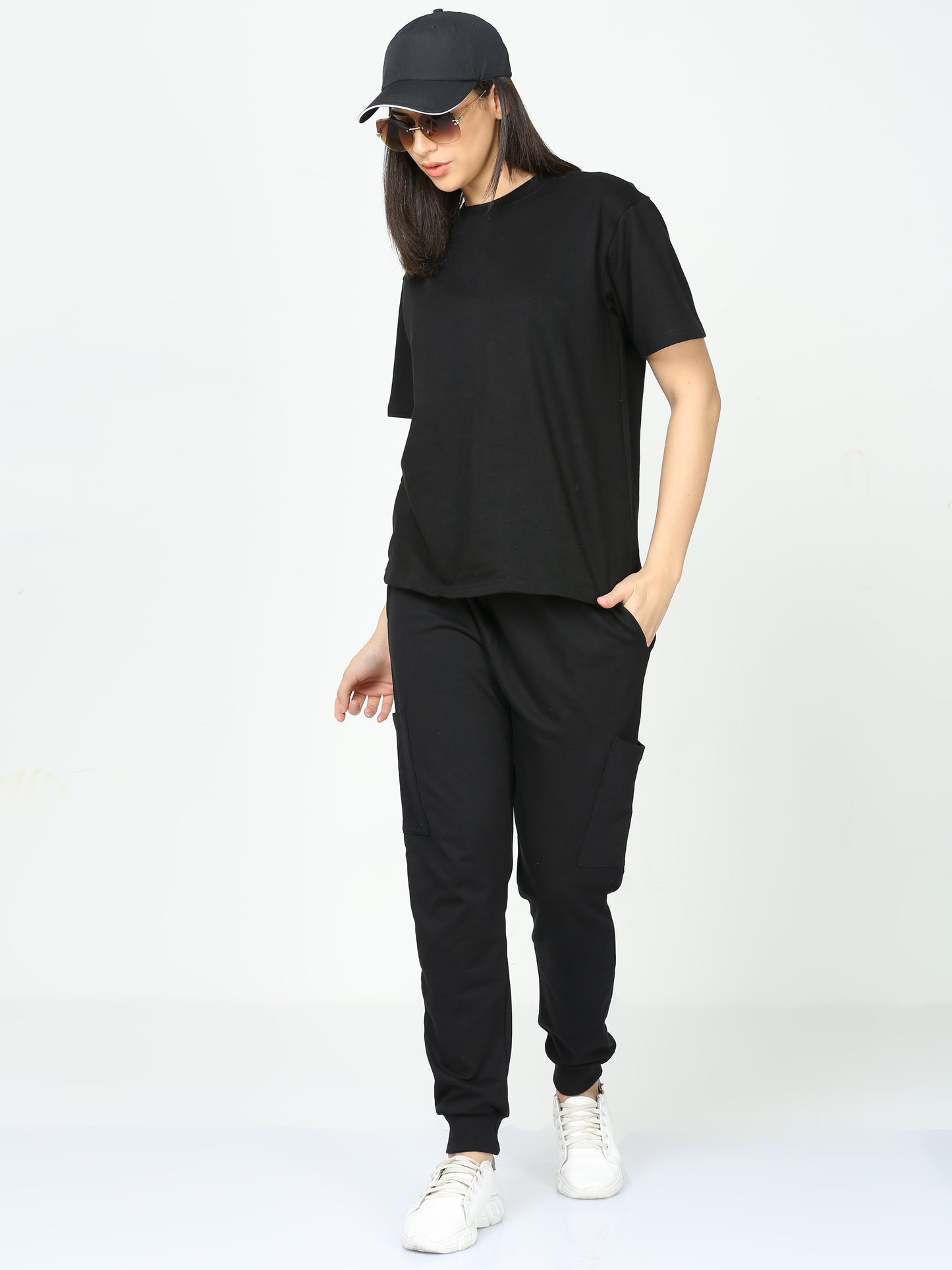 Black Solid Premium Unisex T-Shirt and Joggers Co-ord Set