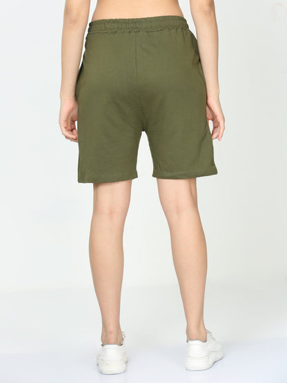 Olive Green Solid Premium Unisex Shorts