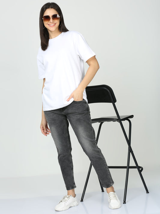 White Solid Premium Unisex Oversized T-Shirt