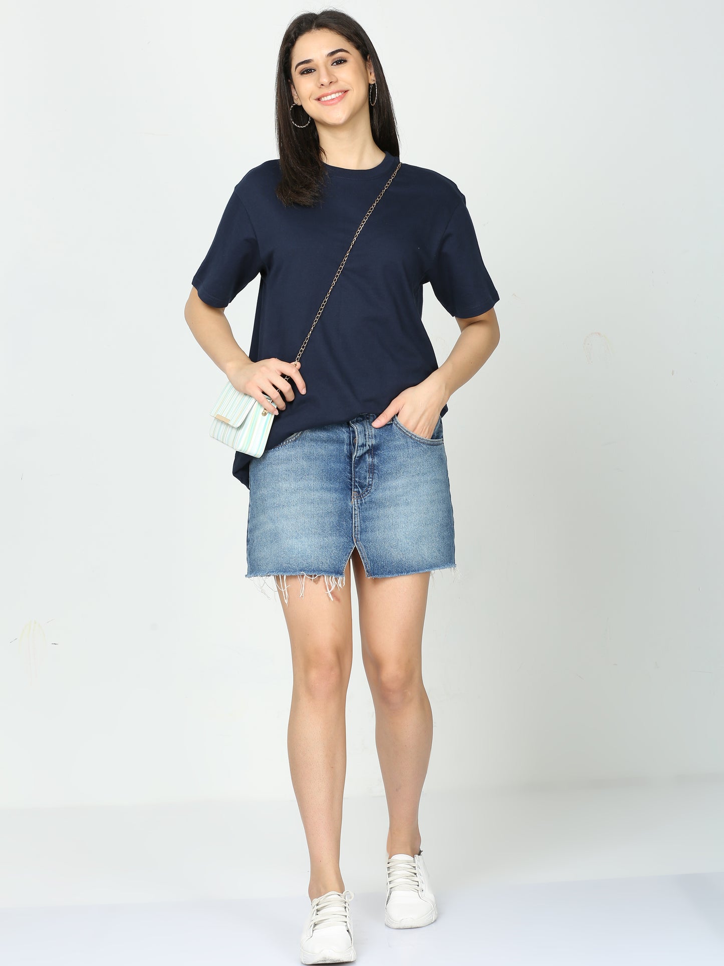 Navy Blue Solid Premium Oversized Unisex T-Shirt