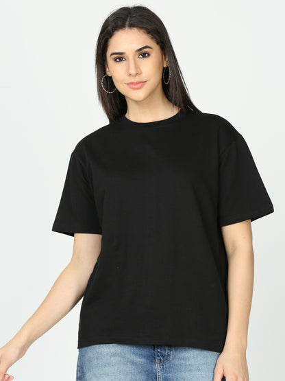 Black Solid Premium Oversized Unisex T-Shirt