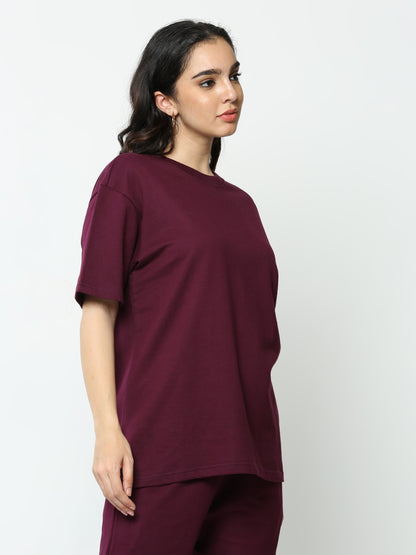 Wine Solid Premium Oversized Unisex T-Shirt