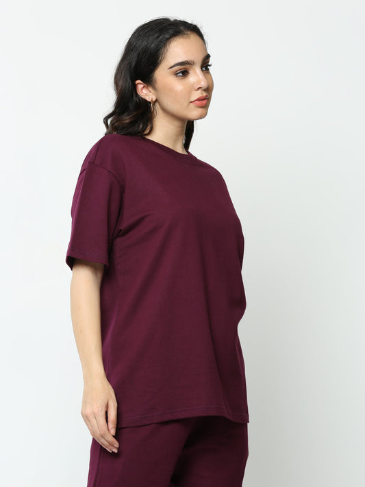 Wine Solid Premium Oversized Unisex T-Shirt