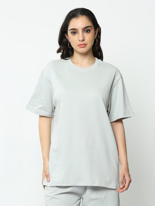 Storm Grey Solid Premium Oversized Unisex T-Shirt