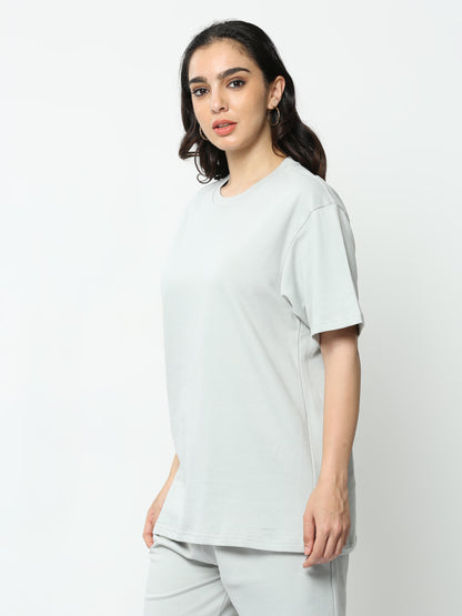 Storm Grey Solid Premium Oversized Unisex T-Shirt