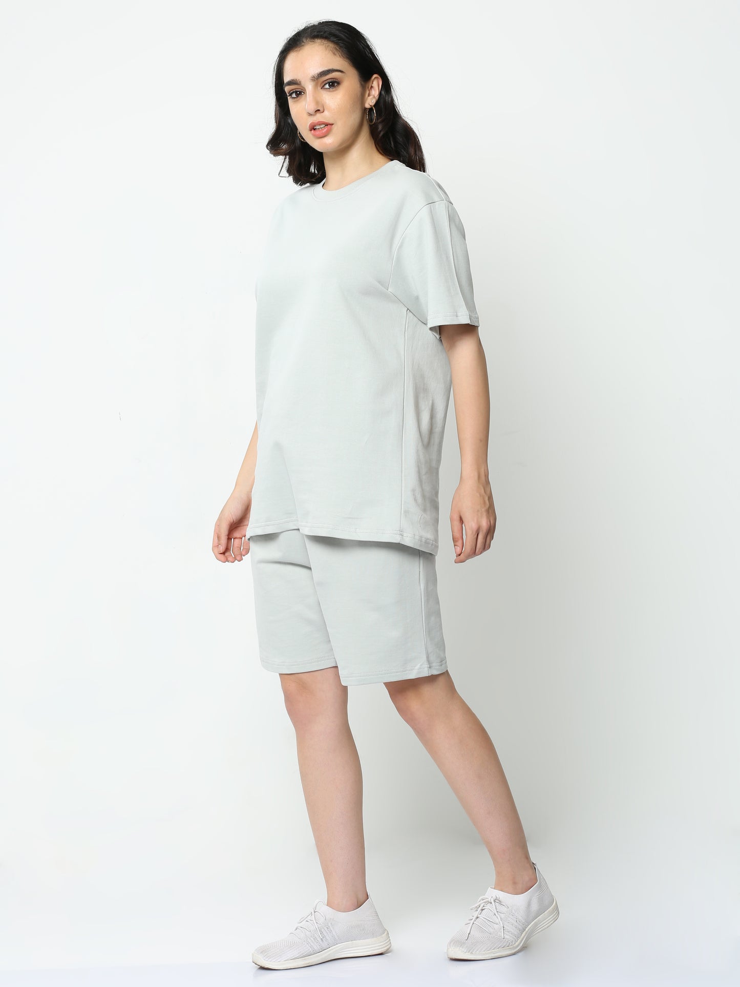 Storm Grey Solid Premium Unisex T-Shirt and Shorts Co-ord Set