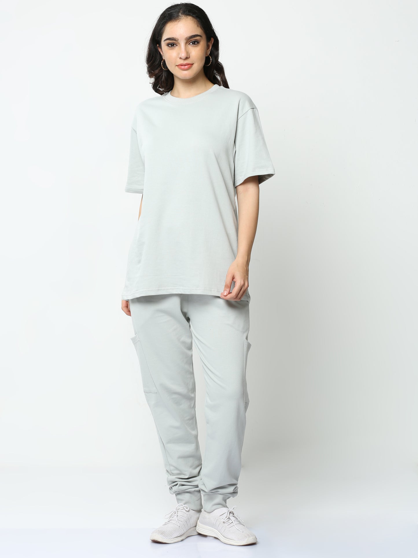 Storm Grey Solid Premium Unisex T-Shirt and Joggers Co-ord Set