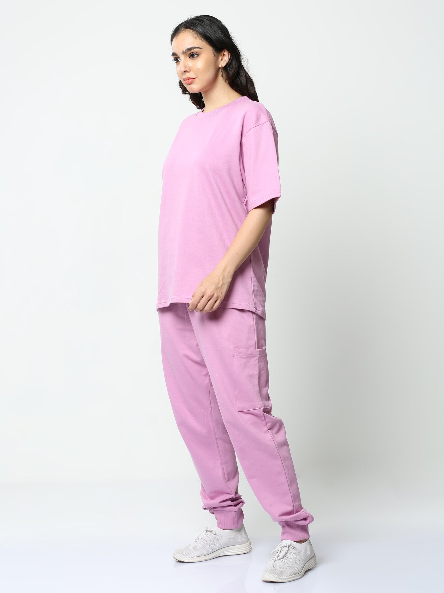 Lavender Solid Premium Unisex T-Shirt and Joggers Co-ord Set