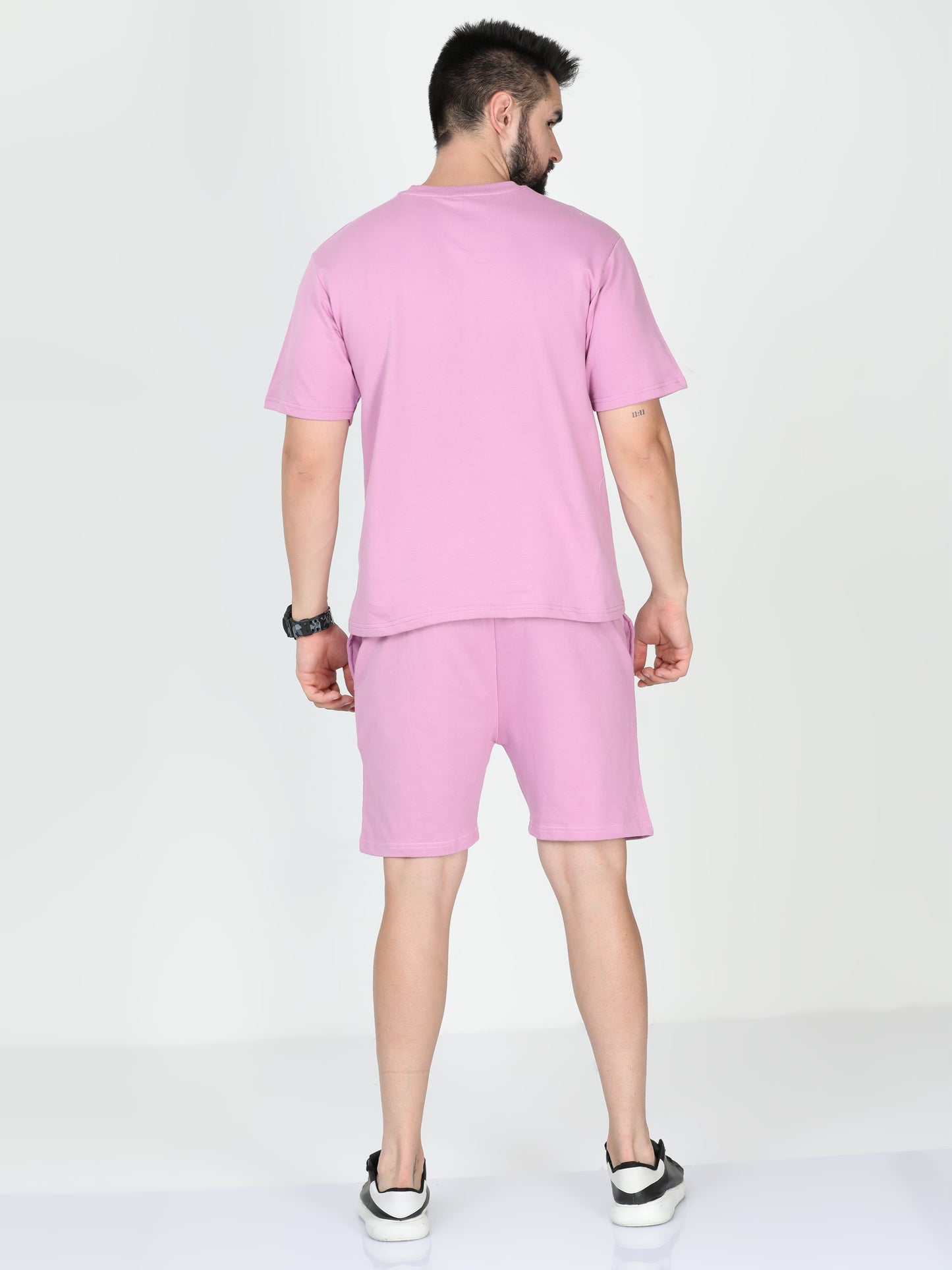 Lavender Solid Premium Unisex T-Shirt and Shorts Co-ord Set