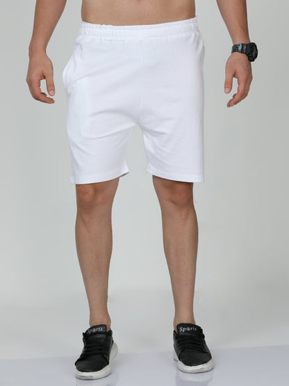 White Solid Premium Unisex Shorts
