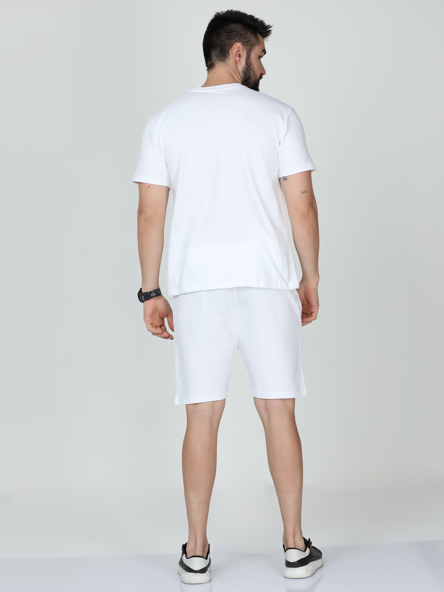 White Solid Premium Unisex T-Shirt and Shorts Co-ord Set