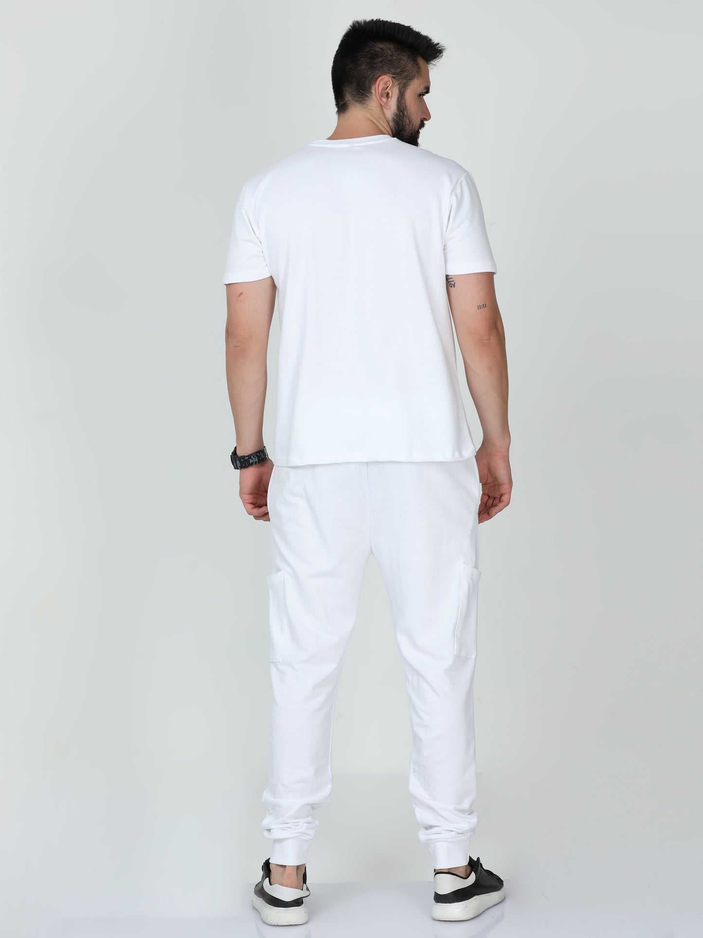 White Solid Premium Unisex T-Shirt and Joggers Co-ord Set