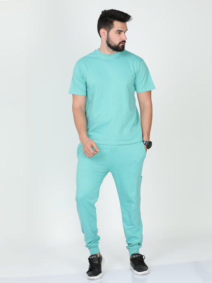 Petrol Green Solid Premium Unisex T-Shirt and Joggers Co-ord Set